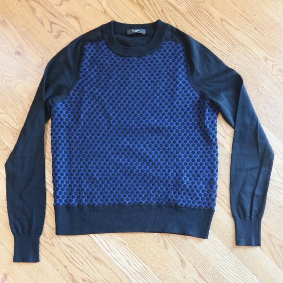 PAUL SMITH 100% merino wool sweater circles blue black quiet luxury S minimalist - Picture 1 of 7